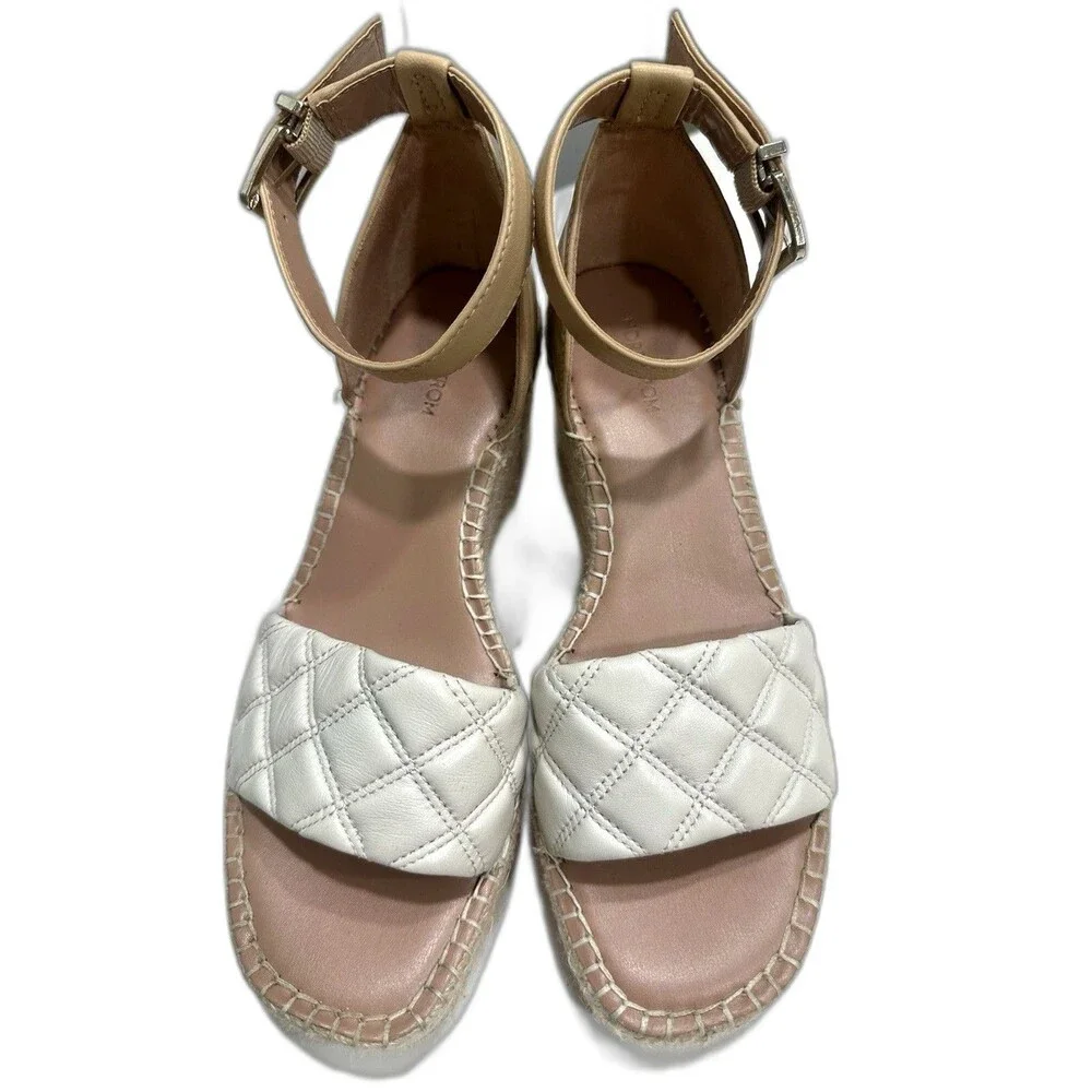 Nordstrom Carmen Espadrille Platform Wedge Sandal Beige Leather Size 8